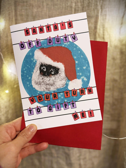 Funny Santa Christmas Card – Inclusive Holiday Card-Black Santa Character- Humorous Xmas Illustration