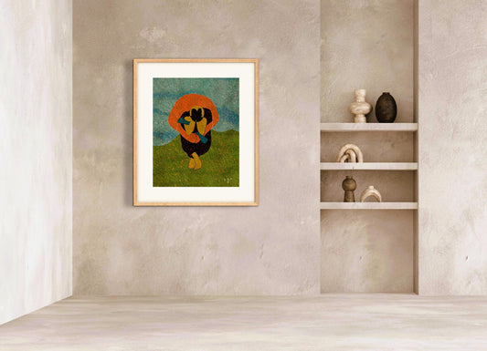 Solidarity Art Print – Abstract Embrace Illustration, Emotional Home Decor