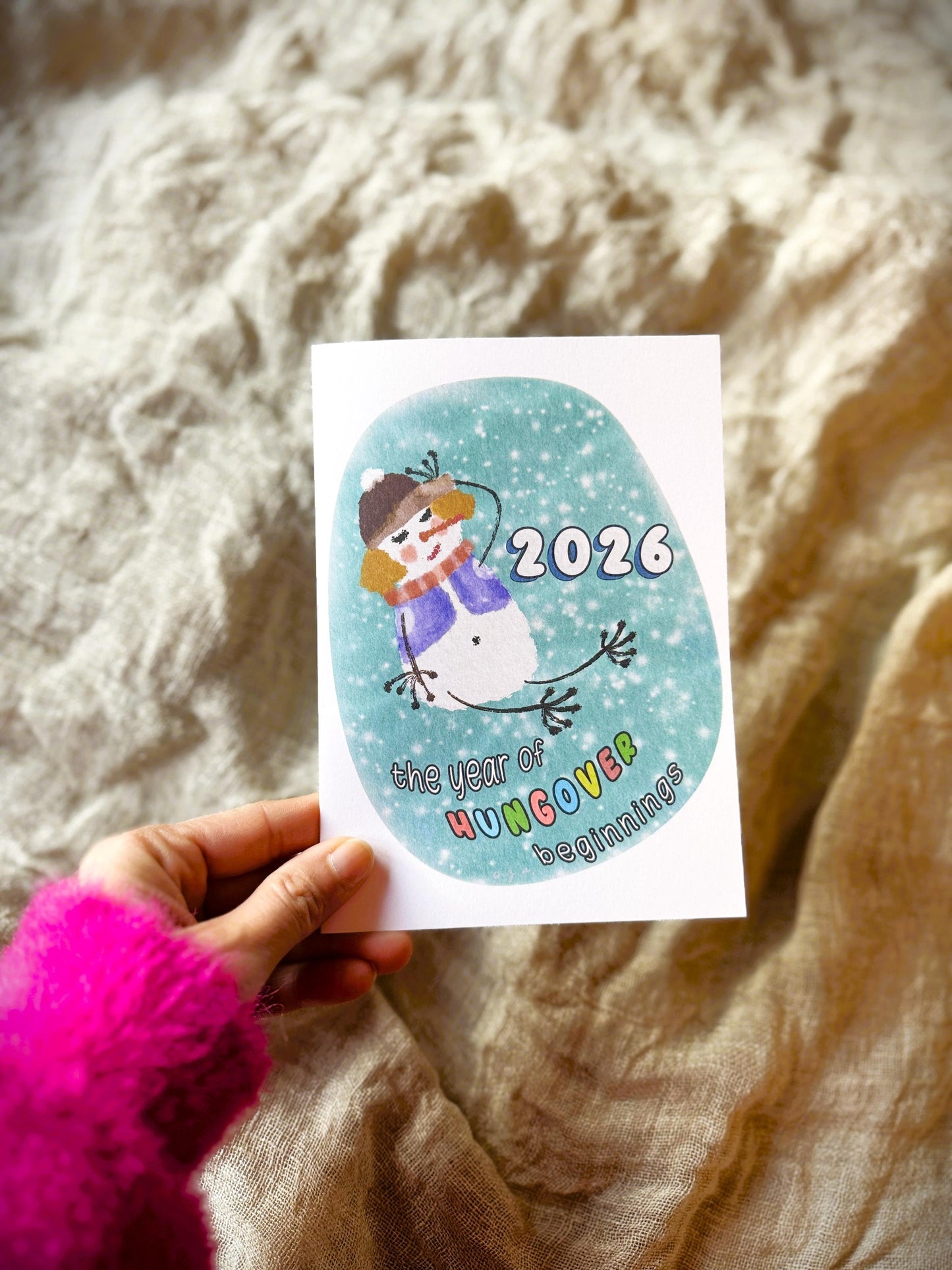 Funny Snowgirl Christmas Card 2026 – Slow Starter Holiday, Personalized Option