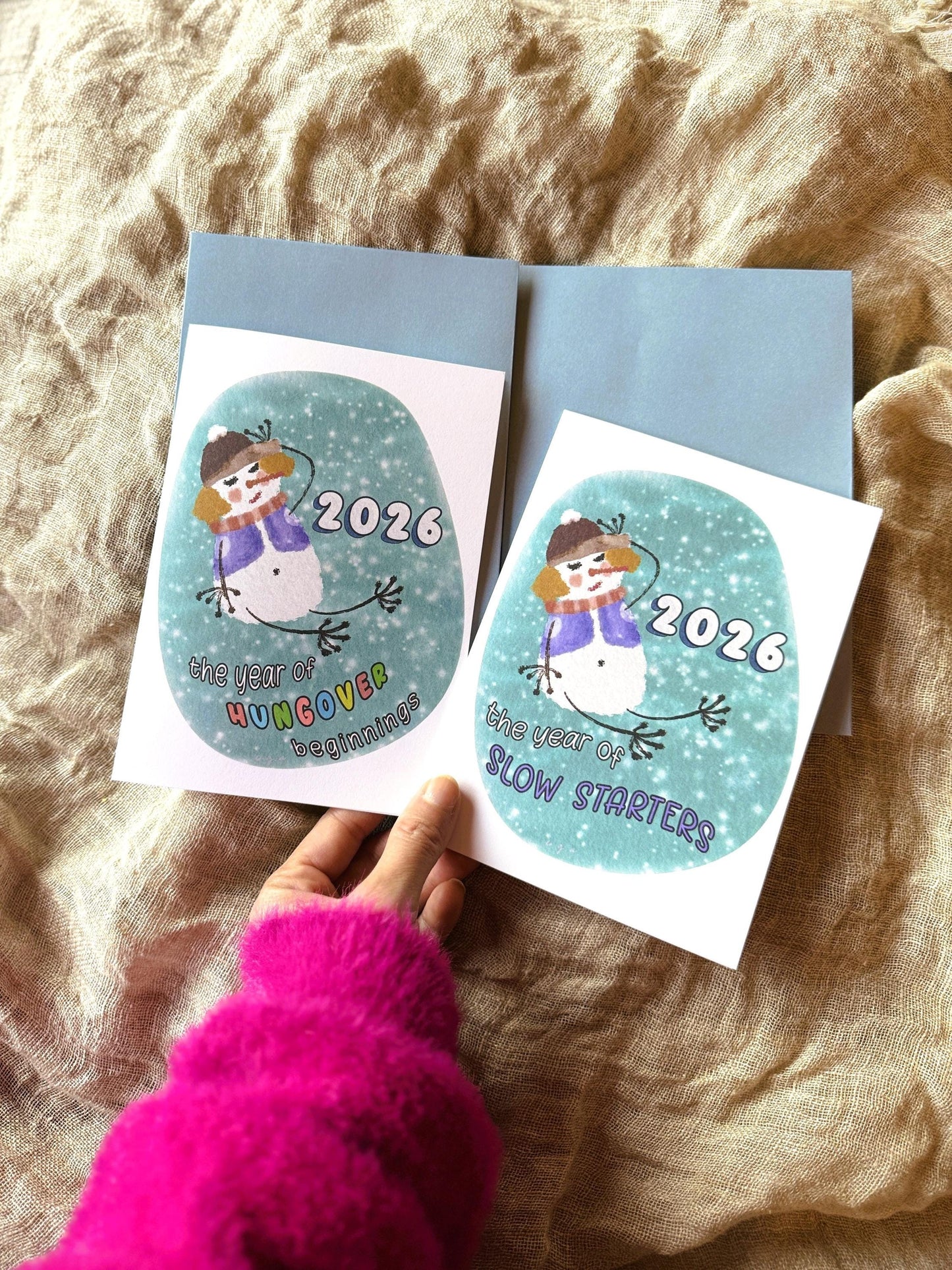 Funny Snowgirl Christmas Card 2026 – Slow Starter Holiday, Personalized Option