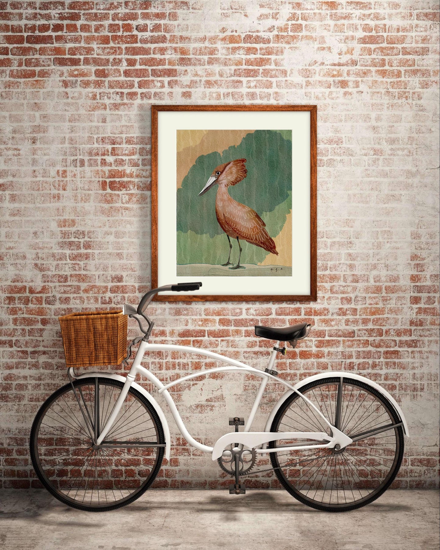 Hamerkop Bird Painting, African Waterbird Art, Nature Wall Decor, Wildlife Illustration, Scopus umbretta