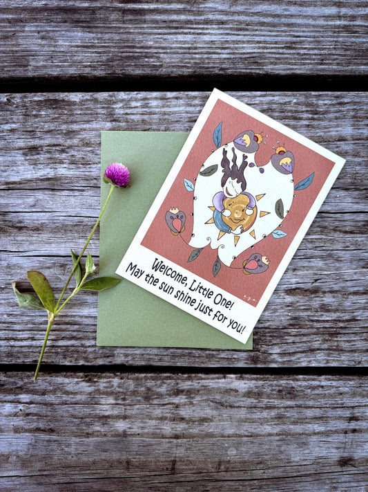 Welcome Little One Card: Baby Shower, Newborn Art