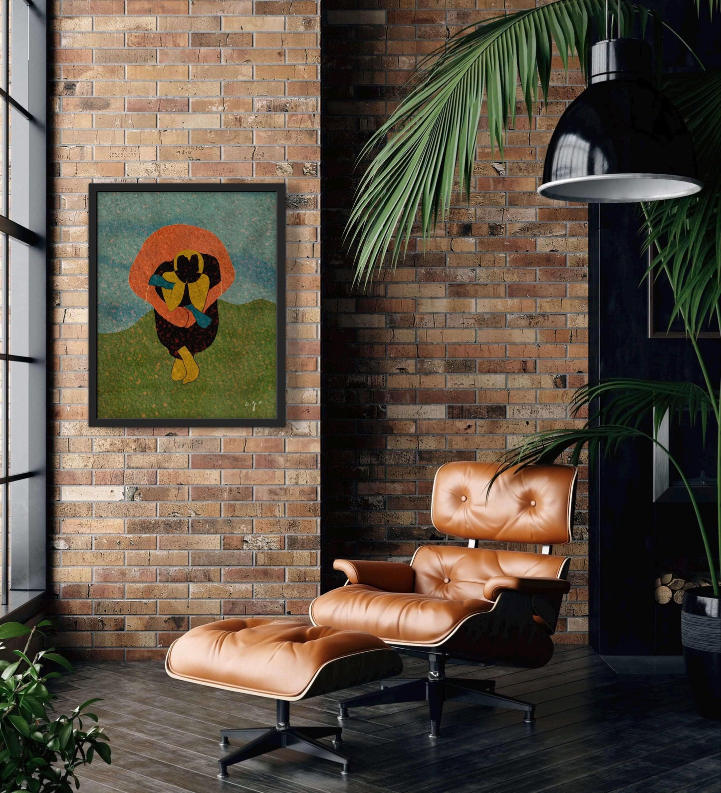 Solidarity Art Print – Abstract Embrace Illustration, Emotional Home Decor