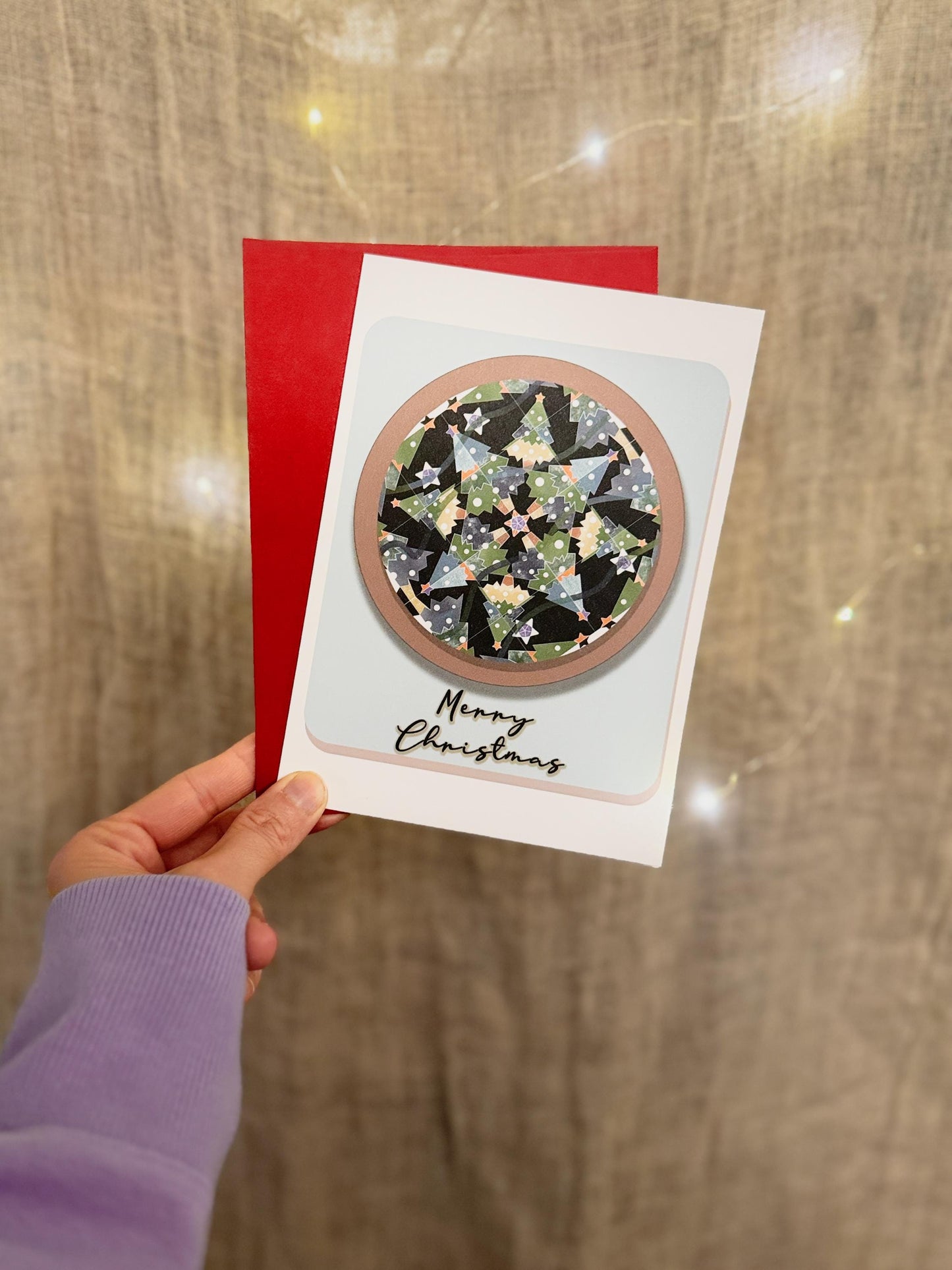 Mandala Christmas Cards, Geometric Holiday Tree, Handmade Art Card Set