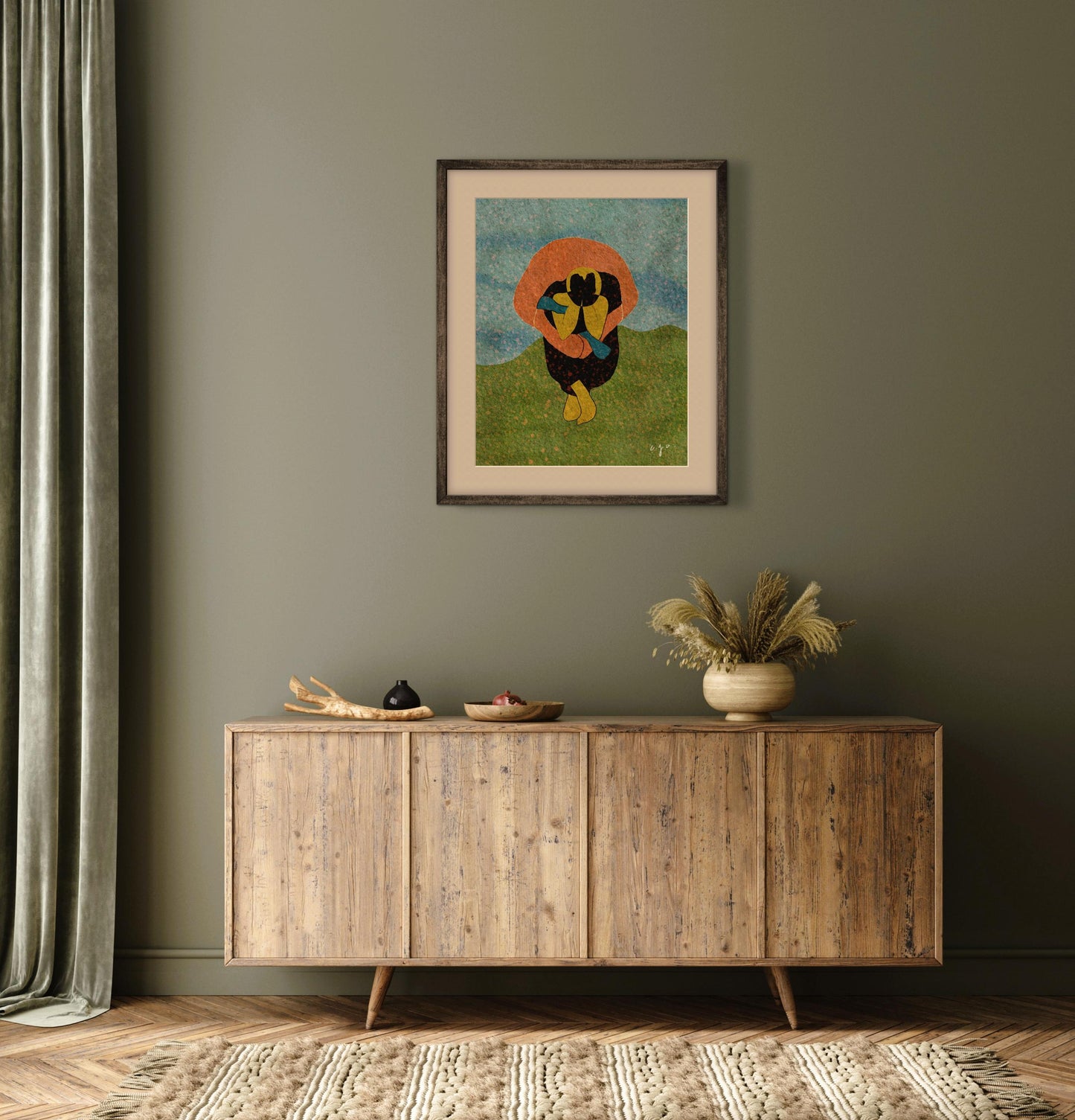 Solidarity Art Print – Abstract Embrace Illustration, Emotional Home Decor