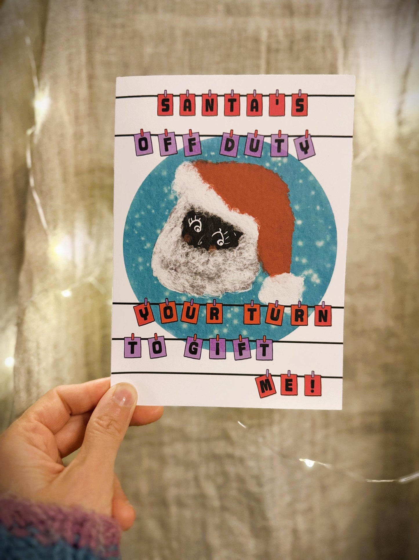 Funny Santa Christmas Card – Inclusive Holiday Card-Black Santa Character- Humorous Xmas Illustration