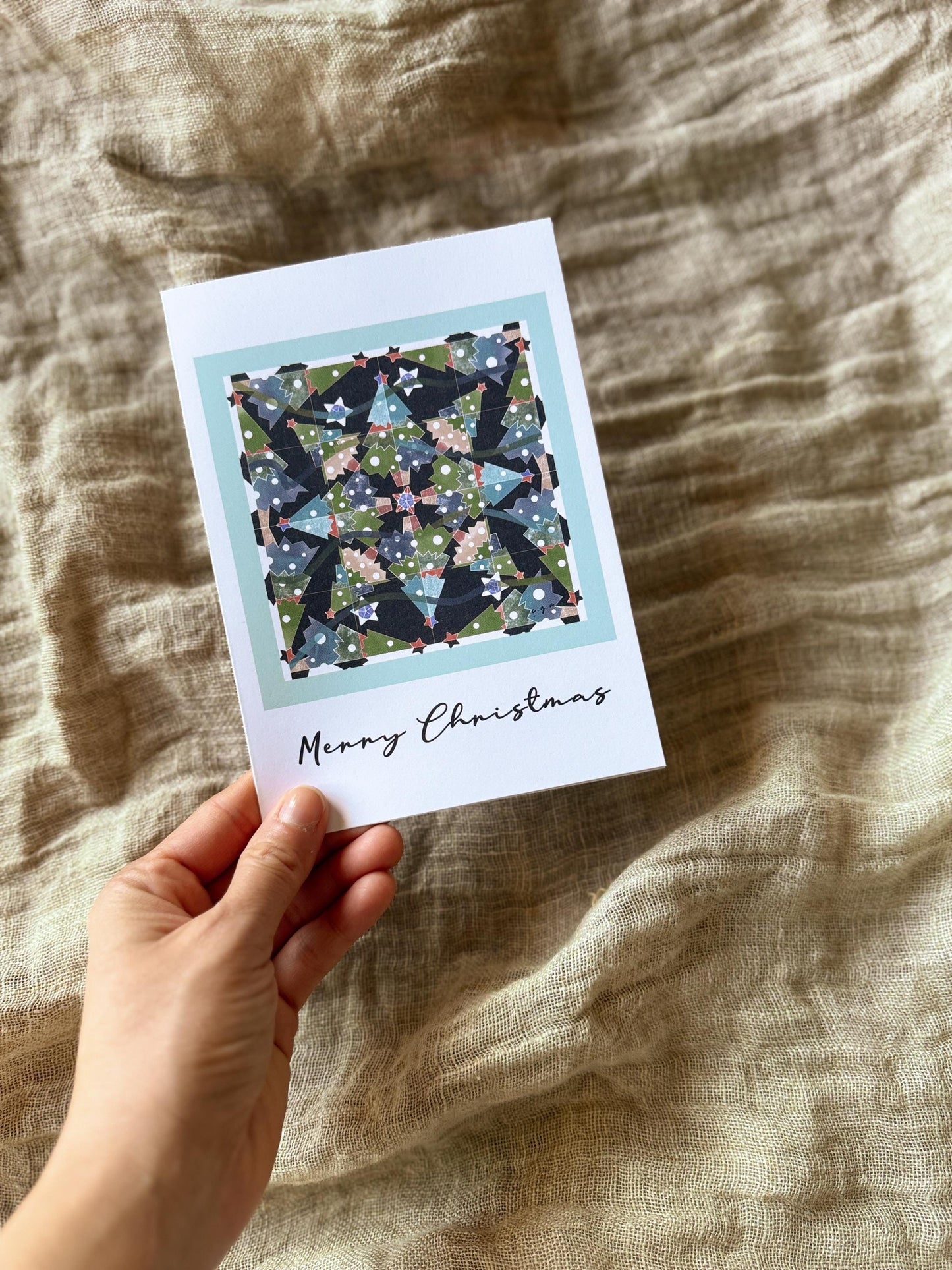 Mandala Christmas Cards, Geometric Holiday Tree, Handmade Art Card Set