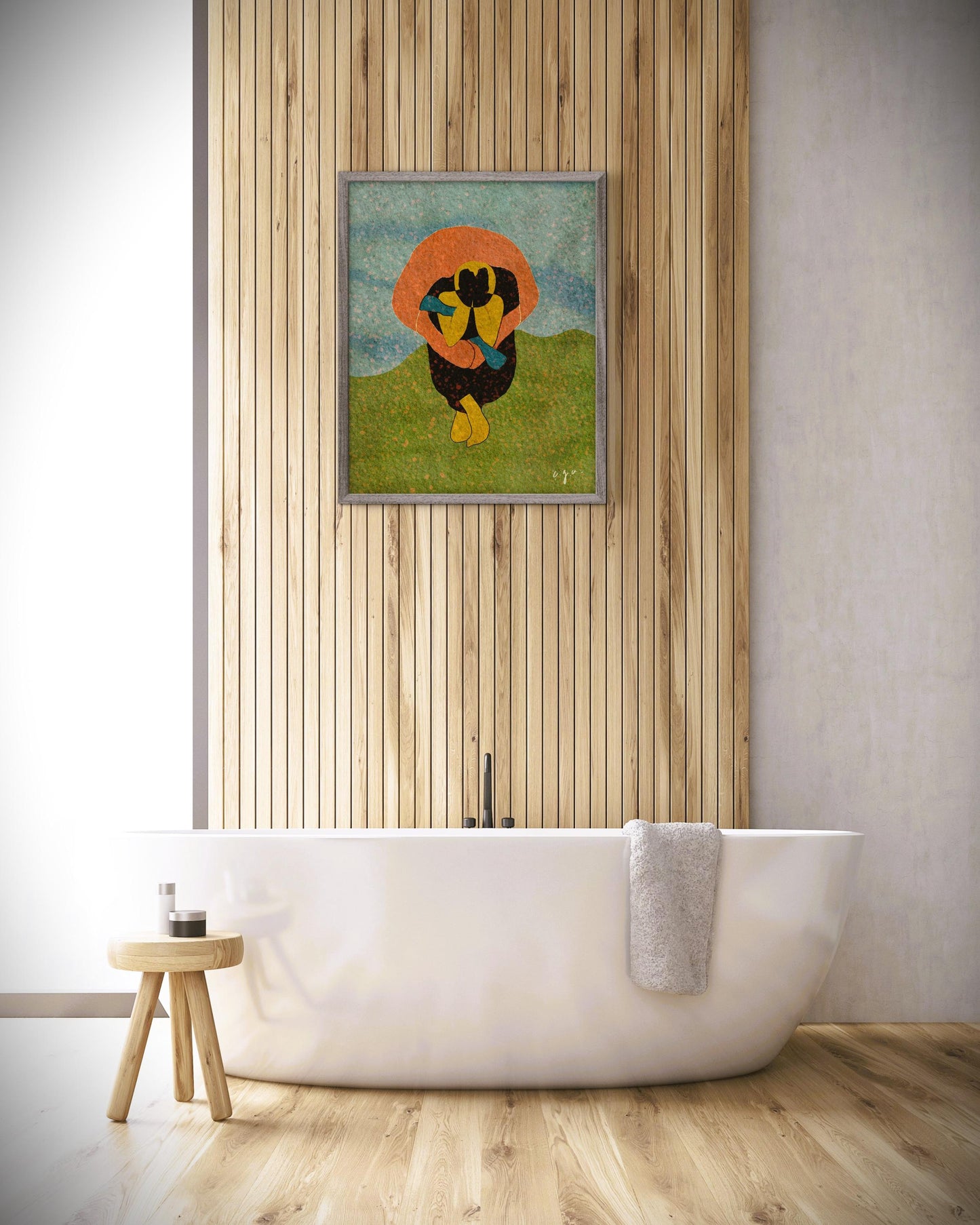 Solidarity Art Print – Abstract Embrace Illustration, Emotional Home Decor