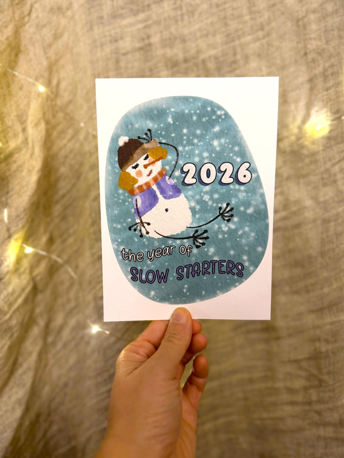 Funny Snowgirl Christmas Card 2026 – Slow Starter Holiday, Personalized Option