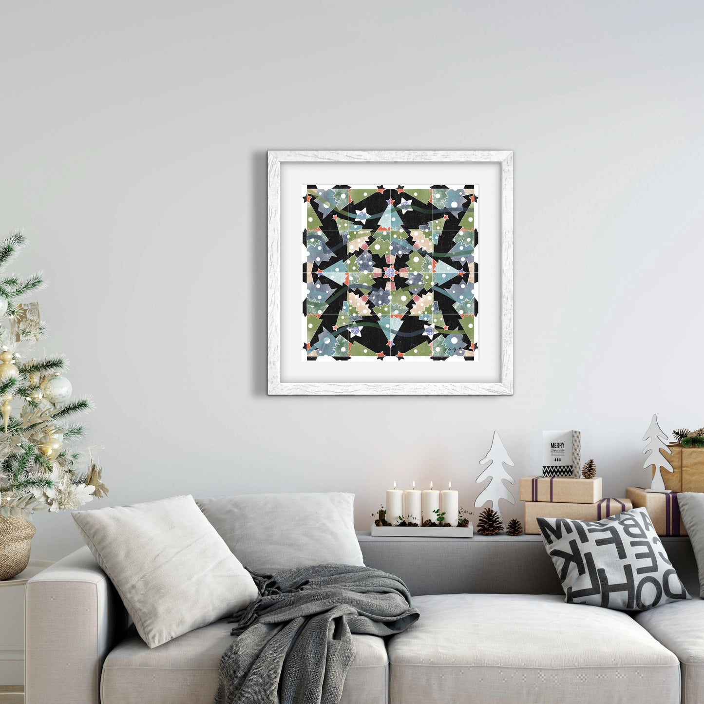 Christmas Tree Art Print – Geometric Holiday Decor