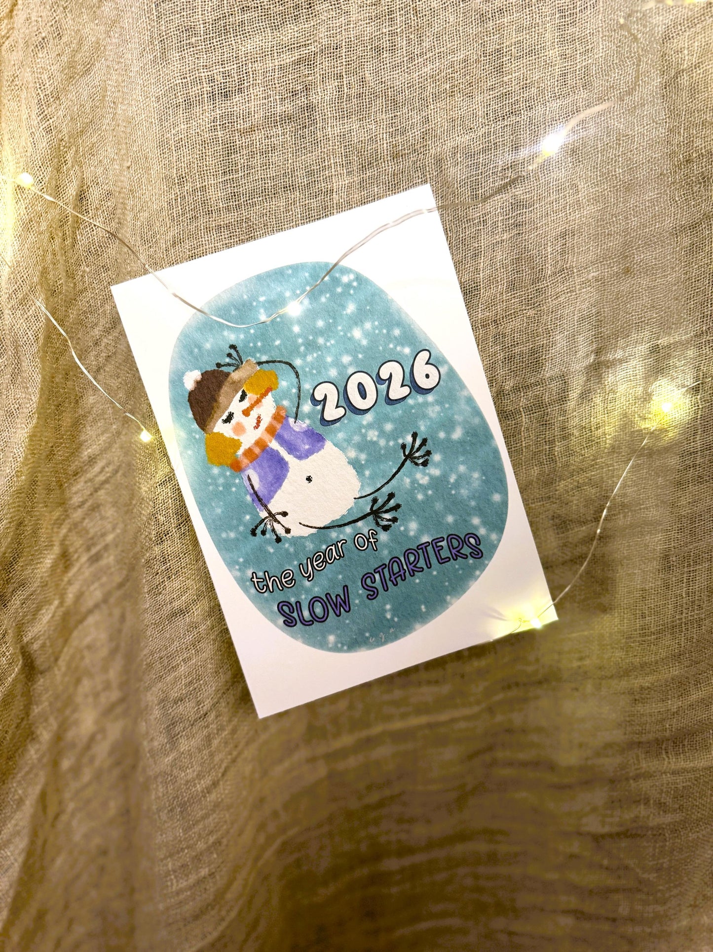 Funny Snowgirl Christmas Card 2026 – Slow Starter Holiday, Personalized Option