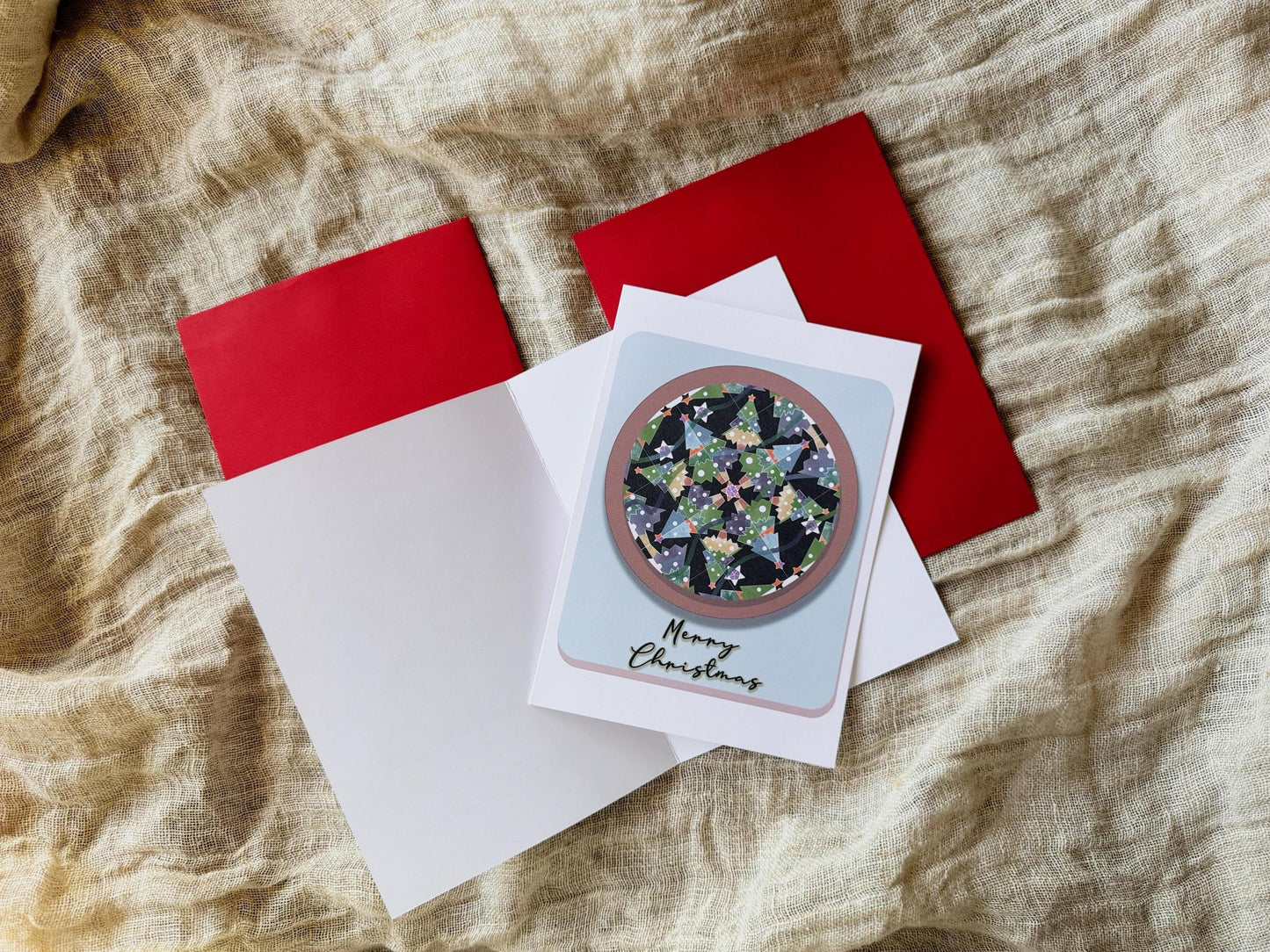 Mandala Christmas Cards, Geometric Holiday Tree, Handmade Art Card Set