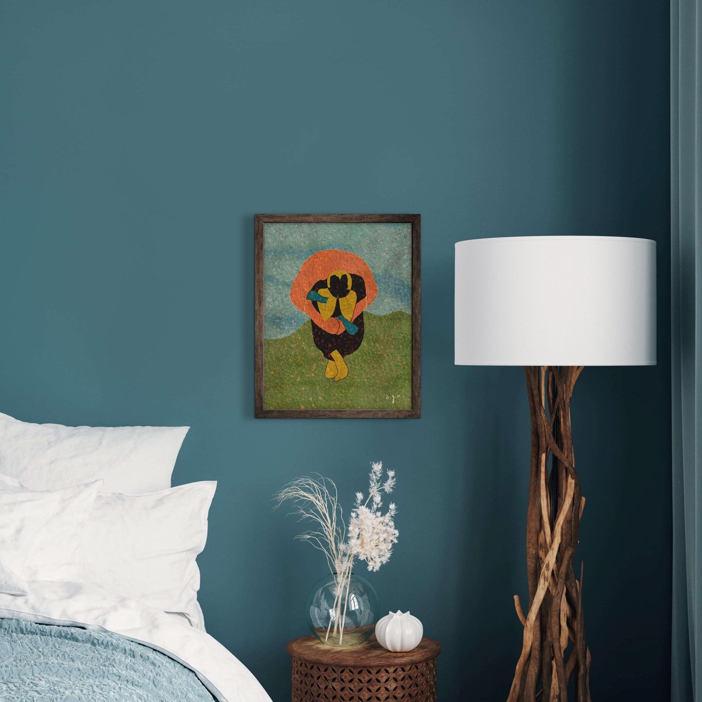 Solidarity Art Print – Abstract Embrace Illustration, Emotional Home Decor