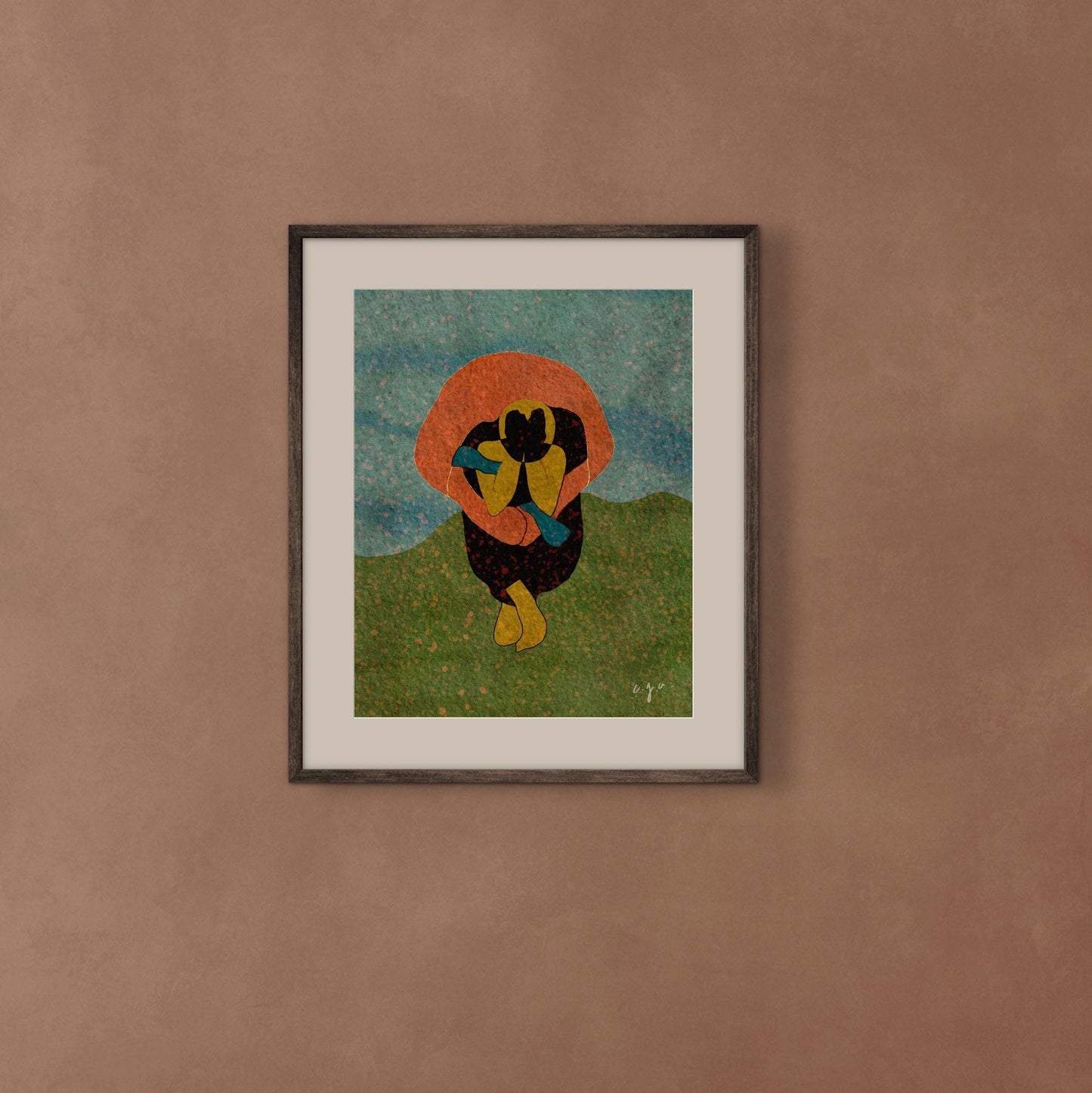 Solidarity Art Print – Abstract Embrace Illustration, Emotional Home Decor