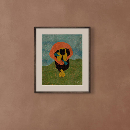 Solidarity Art Print – Abstract Embrace Illustration, Emotional Home Decor