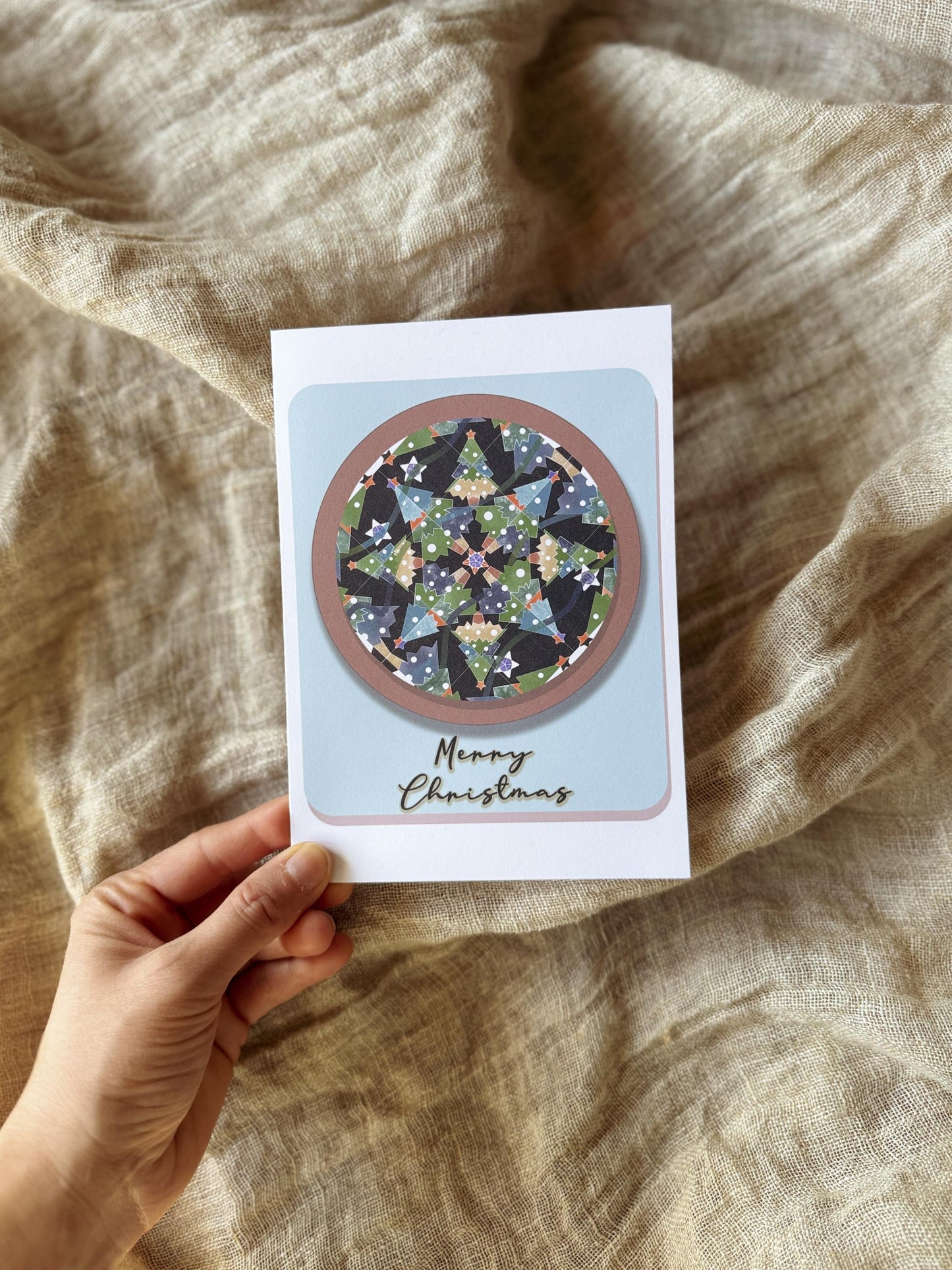 Mandala Christmas Cards, Geometric Holiday Tree, Handmade Art Card Set