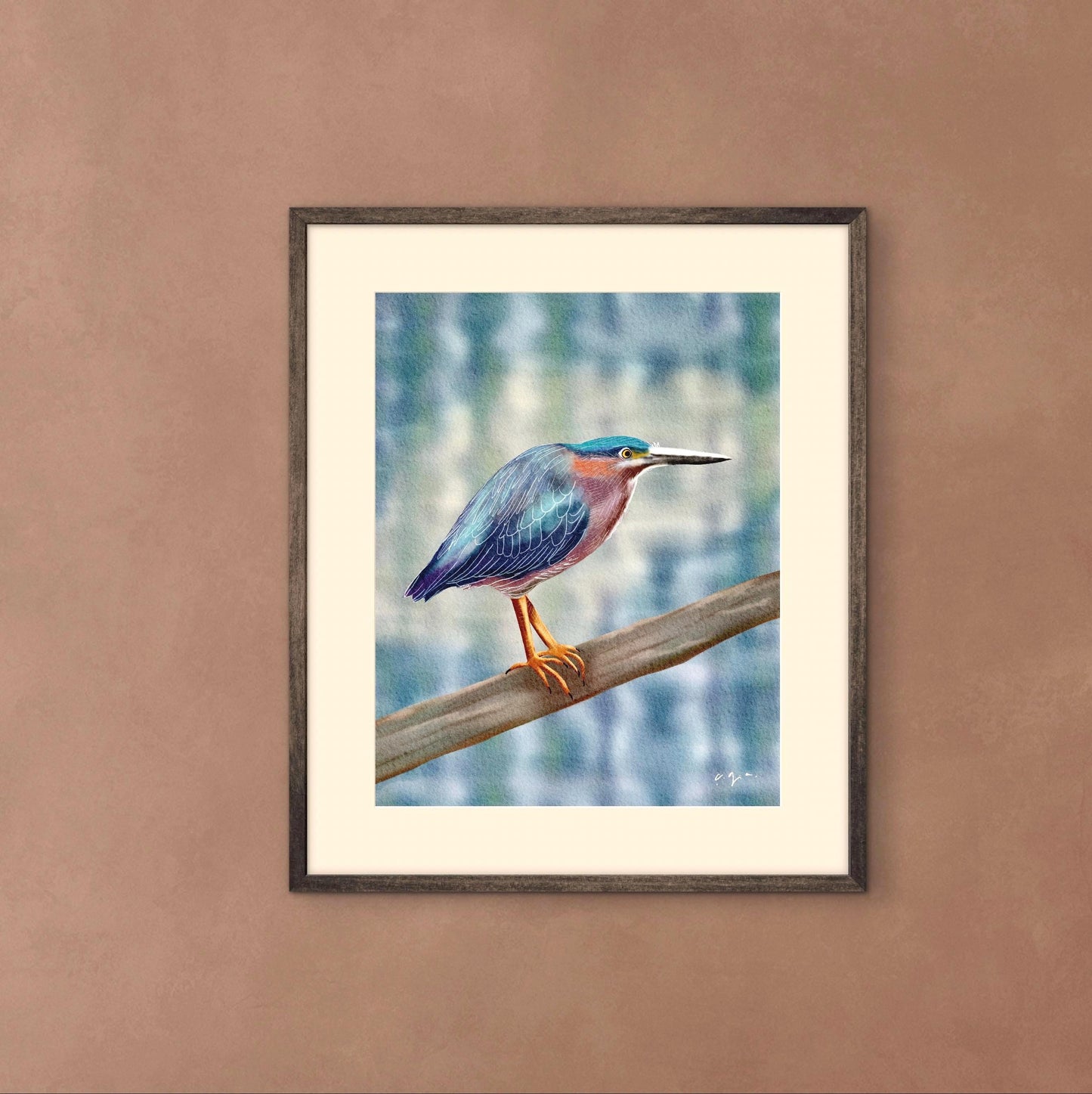 Bird Illustration_Green Heron_Watercolor Art Print