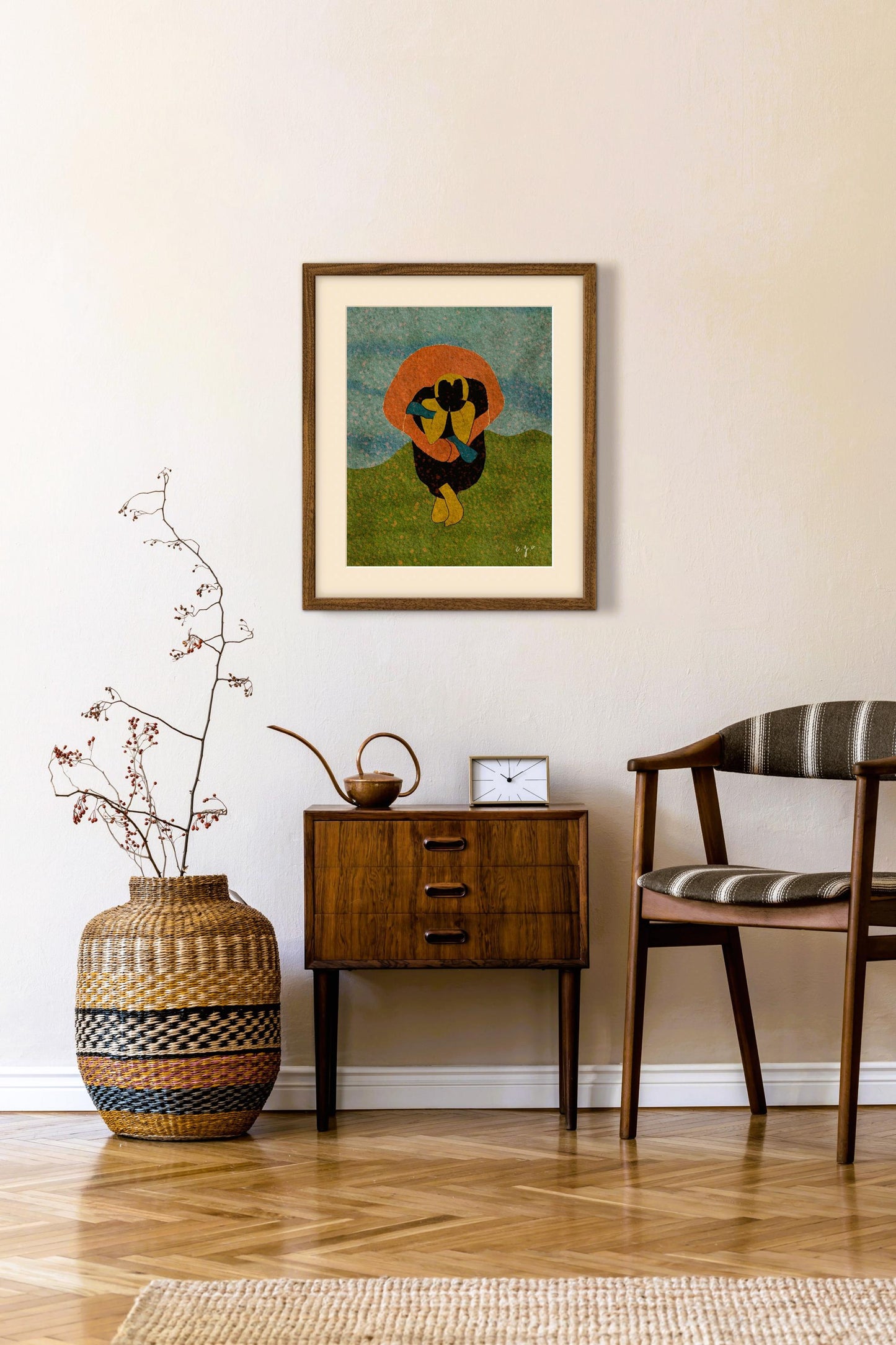 Solidarity Art Print – Abstract Embrace Illustration, Emotional Home Decor