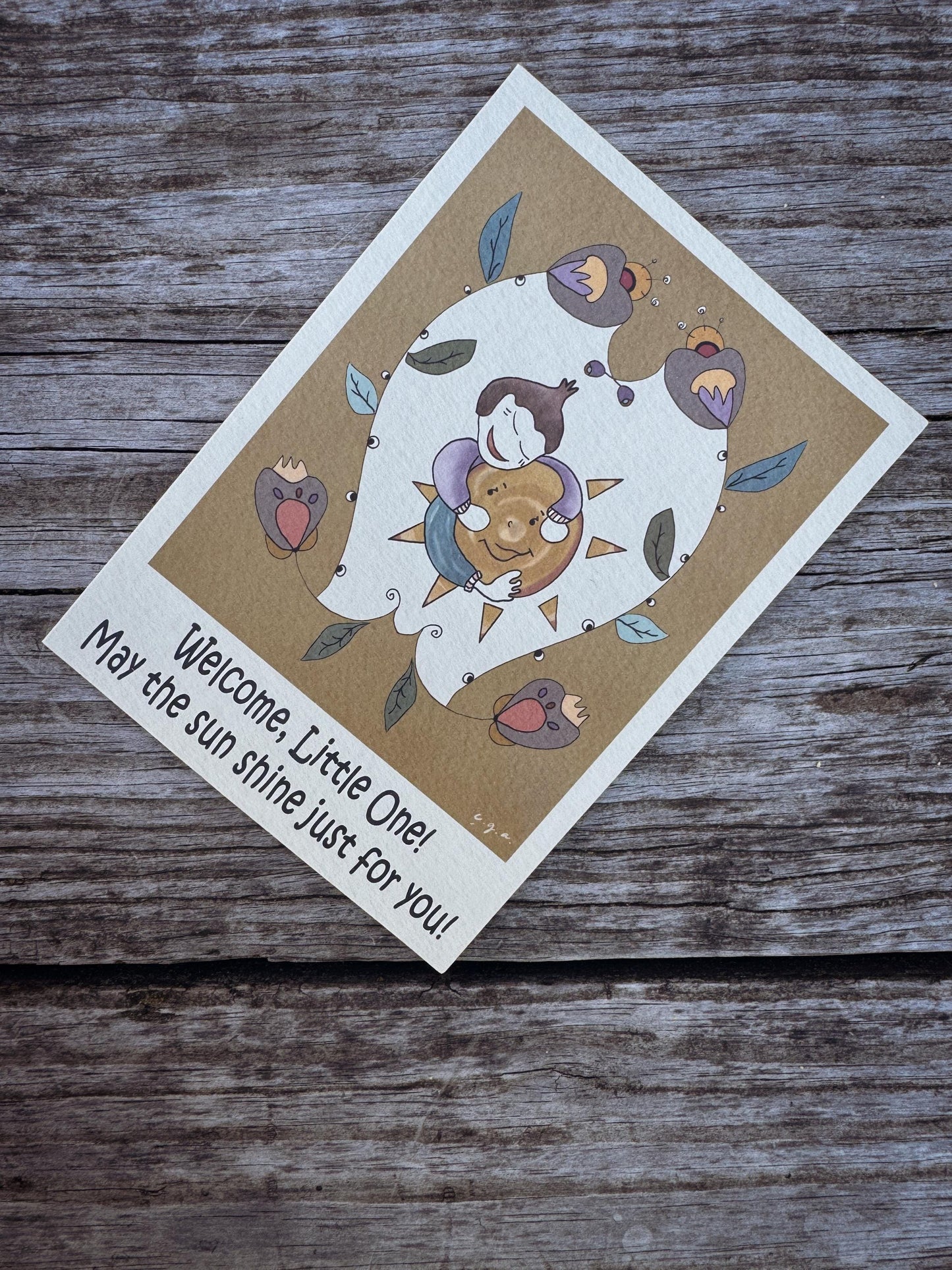 Welcome Little One Card: Baby Shower, Newborn Art