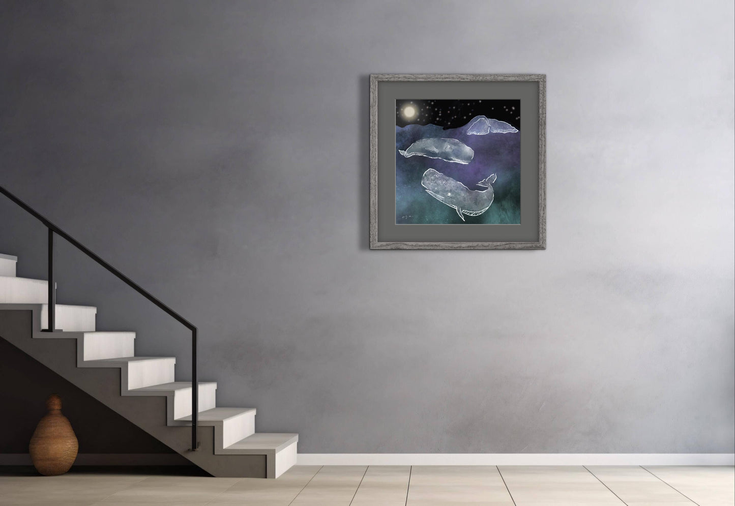 Sperm Whales in the Dark_ Physeter macrocephalus_Matted Wall Art